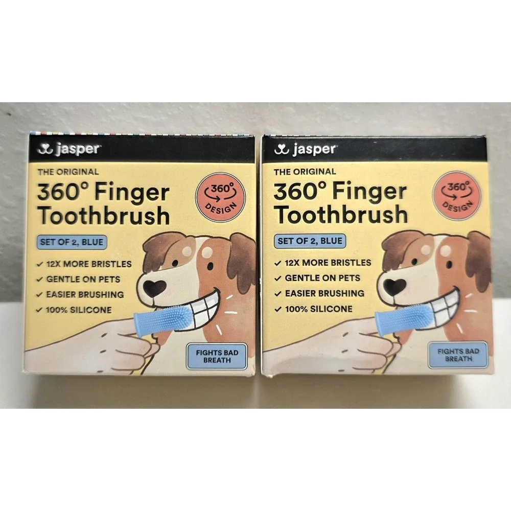 Jasper 360 Finger Toothbrush For Dogs/Cats 2 per box x 2 boxes = 4 brushes